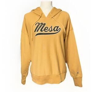 MESA Champion Reverse Weave Cotton Hoodie Womens LG Mustard Yellow Boxy College
